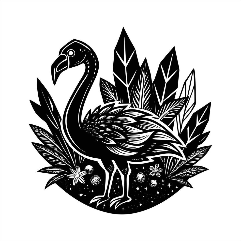 fantasy crystal flamingo feather vector