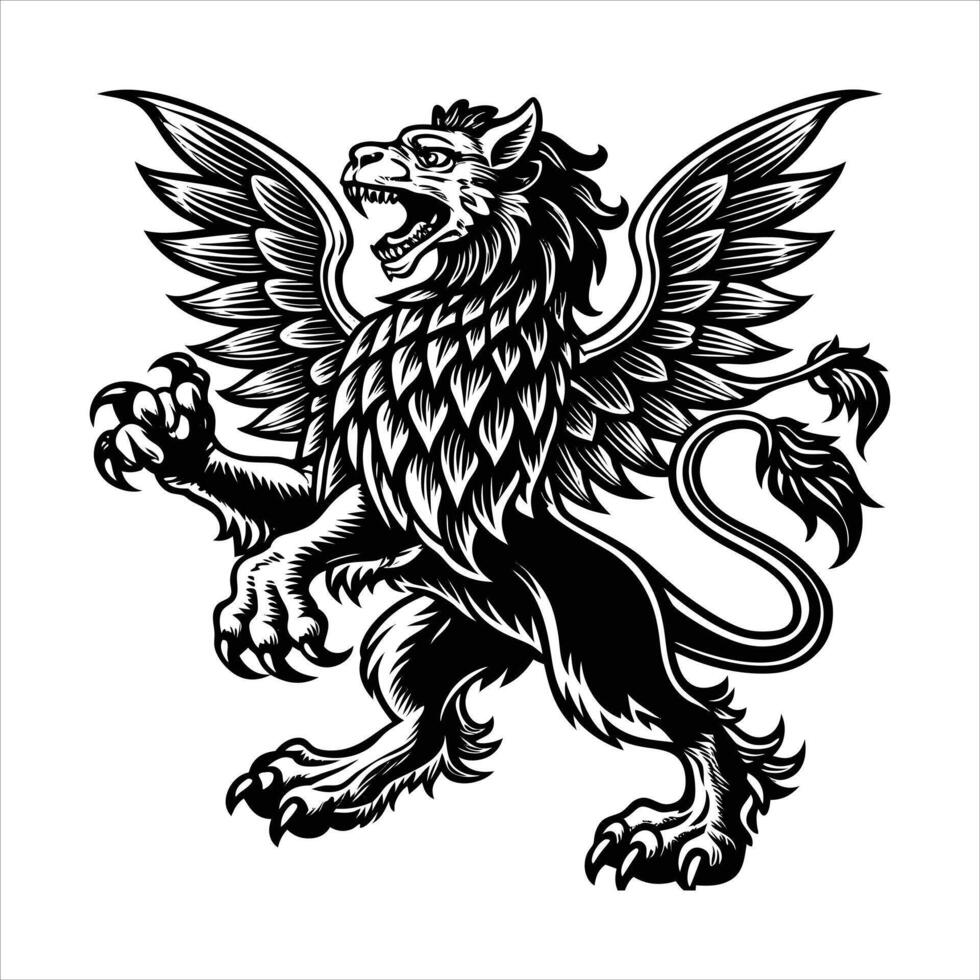 griffin in a heraldic pose chest vector