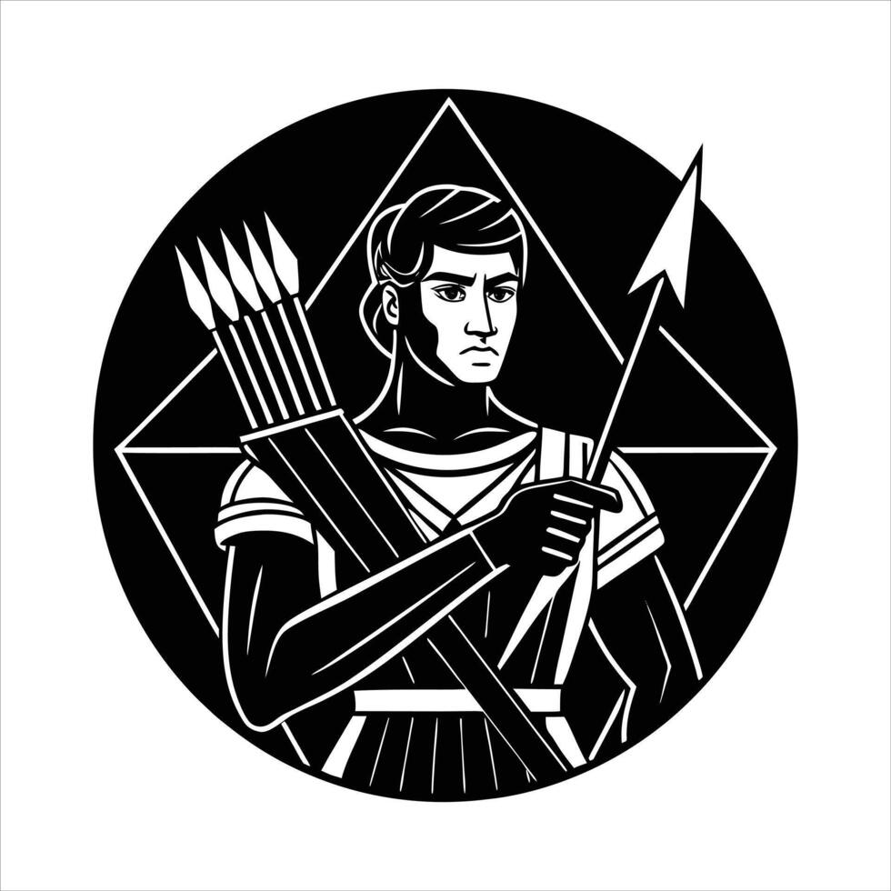 neon vaporwave archer glowing arrows vector