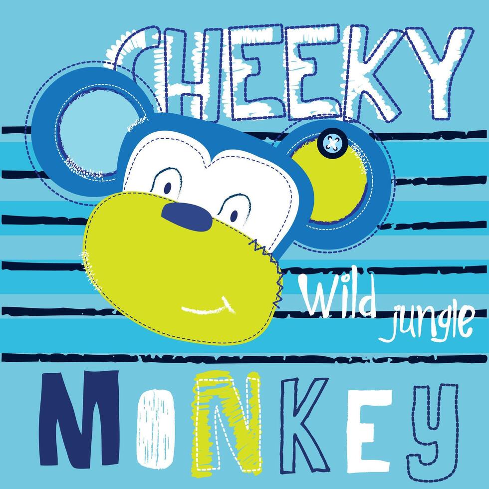 Playful Jungle Monkey Typography Graphic Tee Design for Animal Lovers - Bold and Wild Text Art vector