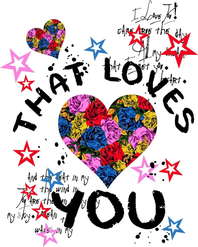 Love Heart Typography T-Shirt Design, Romantic Script Art for Apparel and Merchandise vector