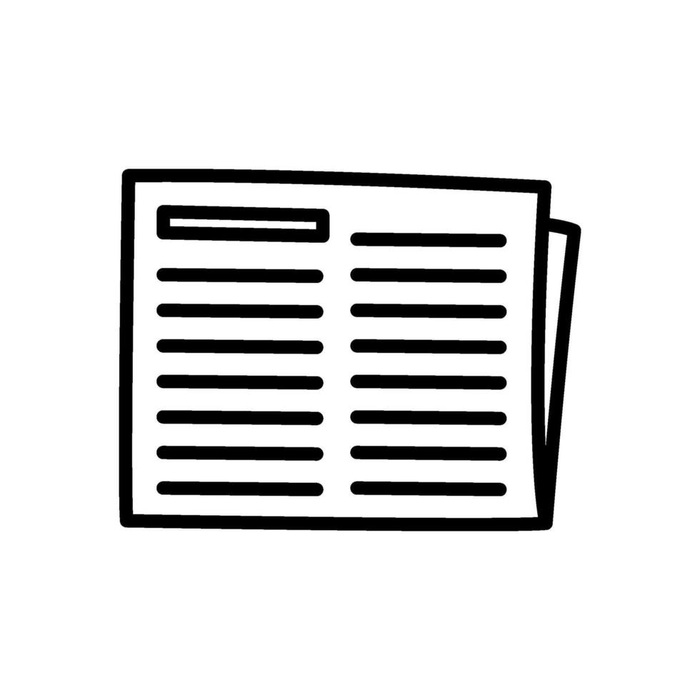 Open newspaper page outline icon vector