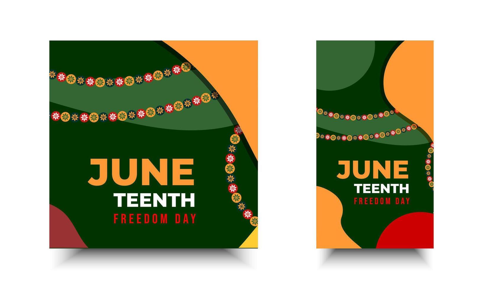 Juneteenth Freedom Day. Social Media design with flower circle ornaments for speech, ads, annual events on June 19 vector