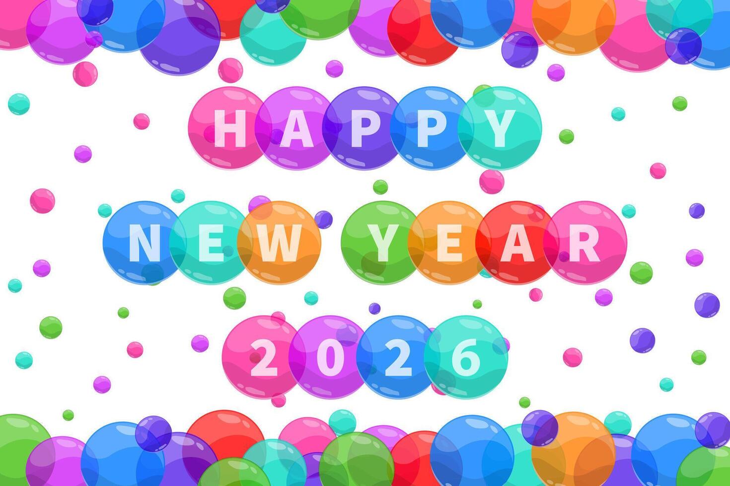 Holiday creative number 2026 with colorful texture. Happy New Year 2026 website icon template. Abstract white background. Festive design. Postcard concept. Bubble pattern vector