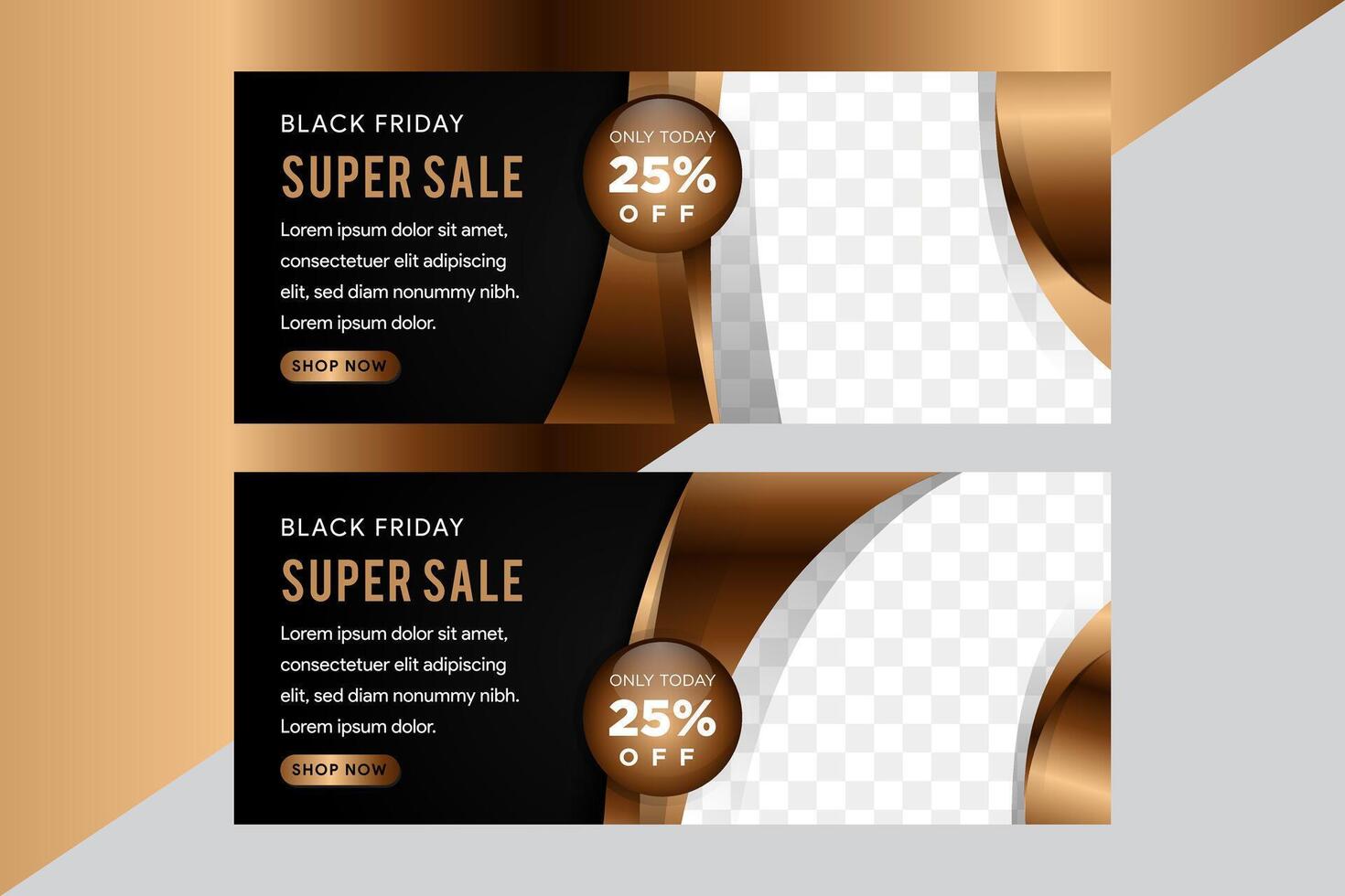 Super sale banner. Horizontal poster with dark background with golden text. Sale discount prices concept. the illustration with realistic elements for header website vector