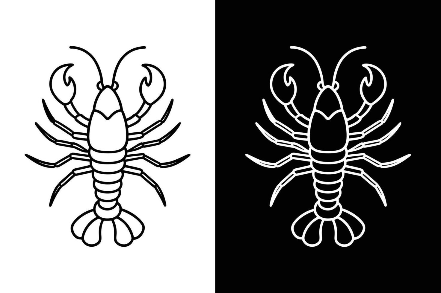 line art icon of a lobster head on the white black background vector