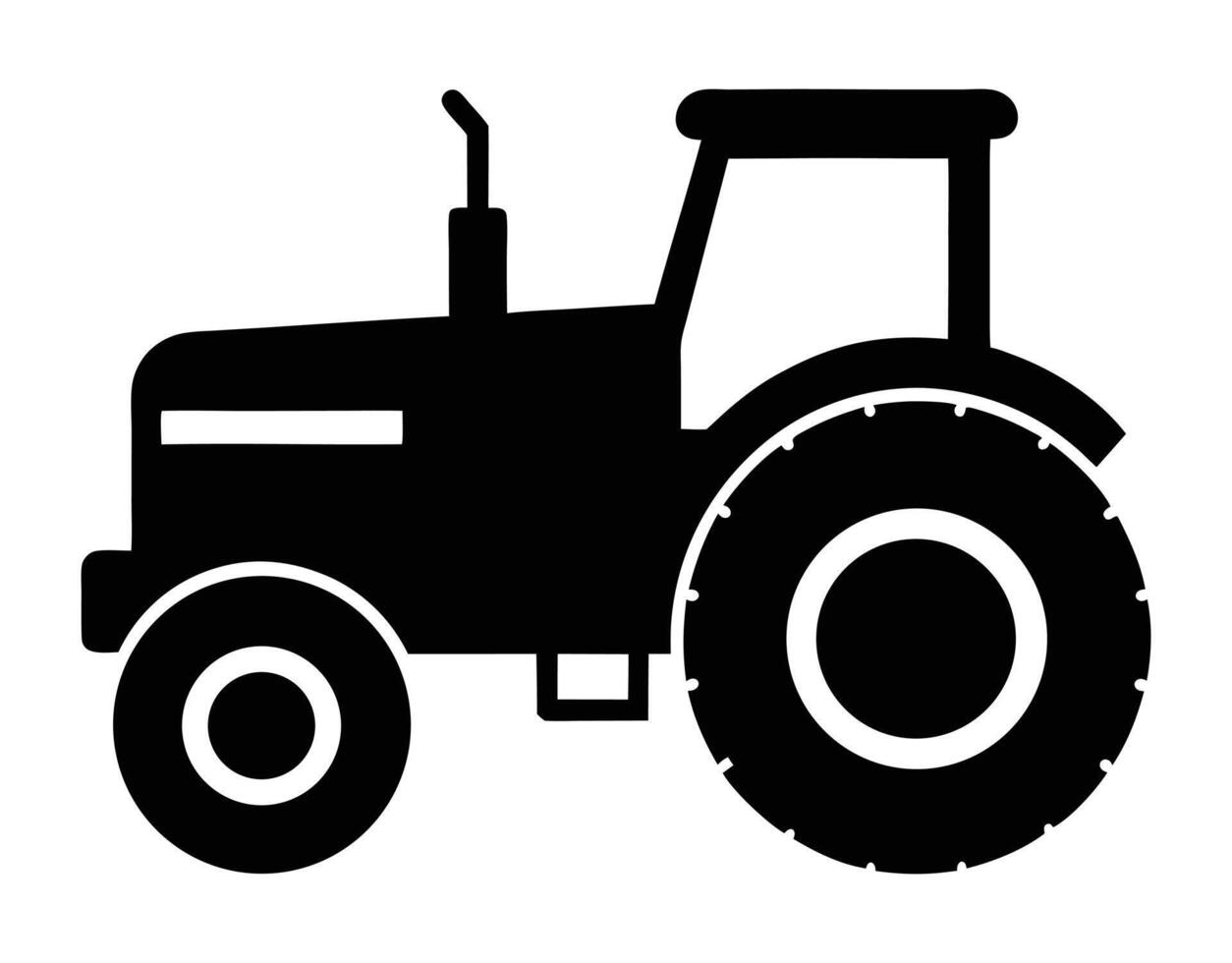 Black and white silhouette illustration of a classic farm tractor perfect for agricultural themes farming industry designs and rural lifestyle related projects on a clean white background vector