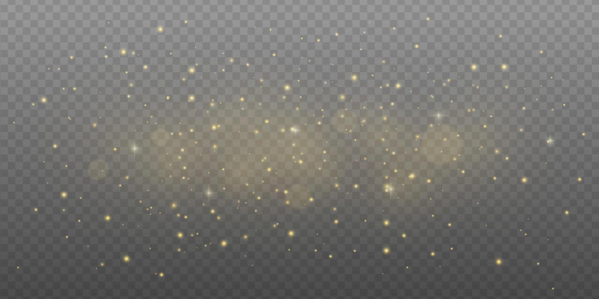 Golden glitter flare with soft bokeh, glowing dust, and festive sparkles. Abstract luxury background with stars, shimmer, and radiant light. Perfect for holiday, New Year or celebration card. vector