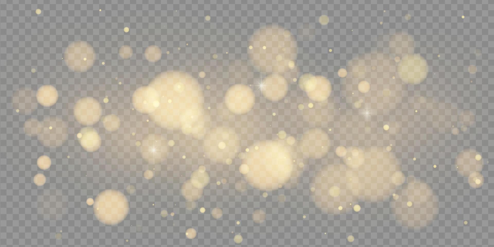 Luxury gold bokeh with soft glitter and magical sparkles. Bright firework effect with festive confetti on black background. Perfect for Christmas, celebration or New Year themes. vector