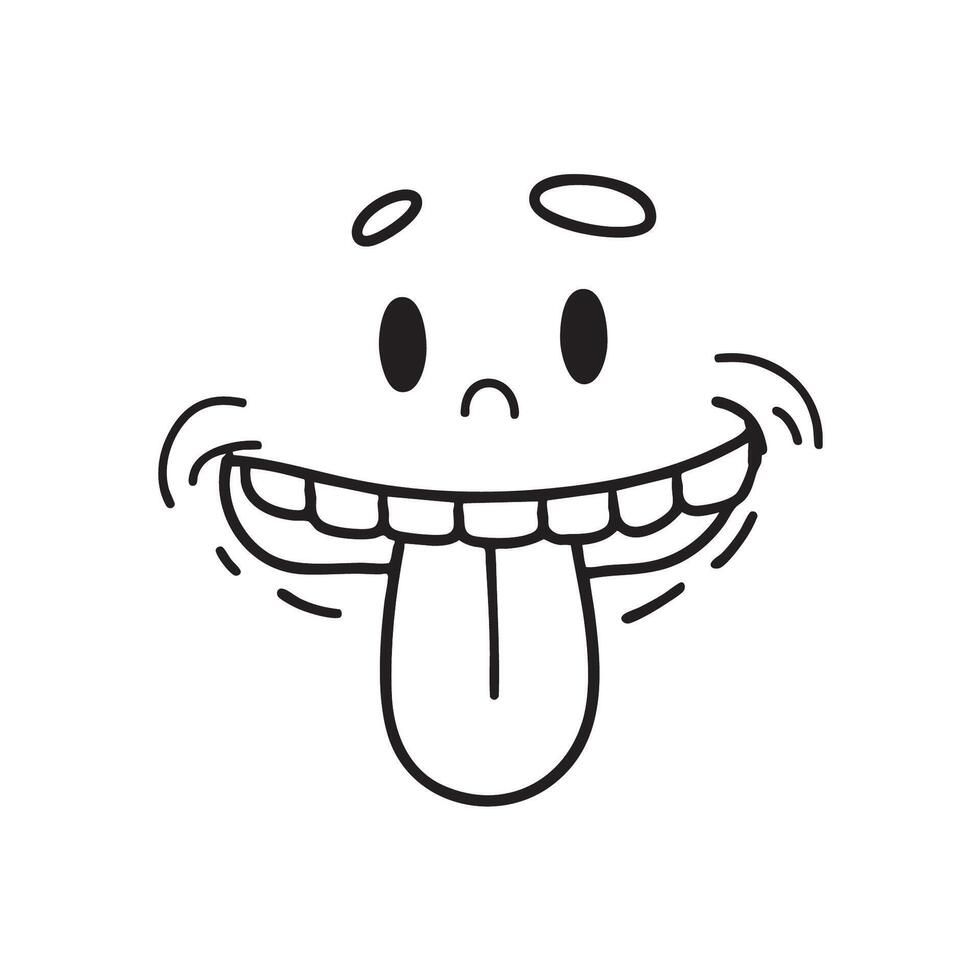 A boy tongue poking between teeth vector
