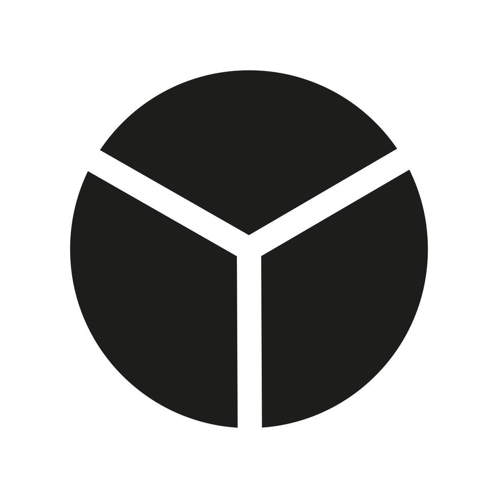 Circle division on 3 equal parts icon. Wheel round divided diagrams with three segments. Infographic simple black element. Coaching blank template. vector