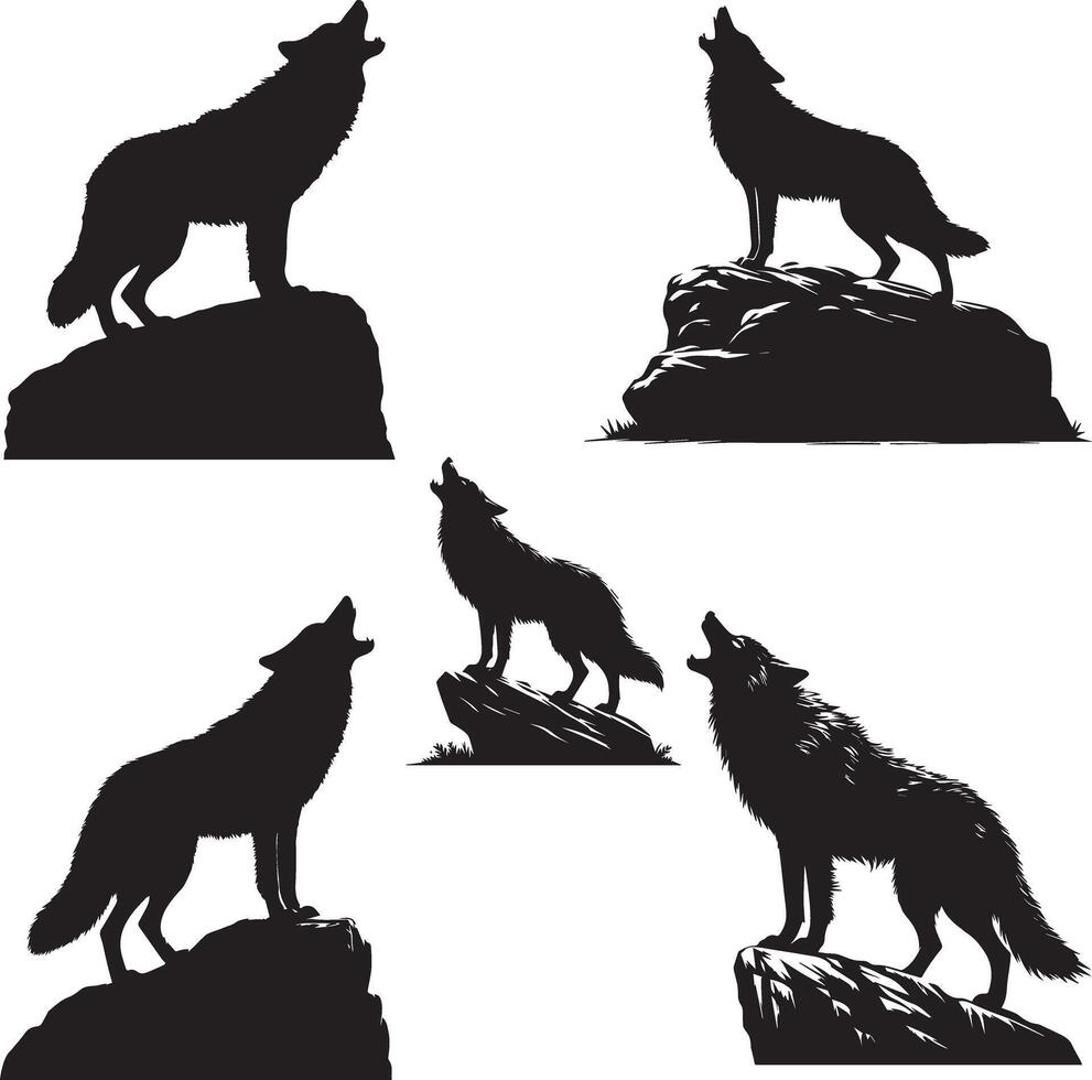 Barking Wolf Silhouette Design Clipart vector