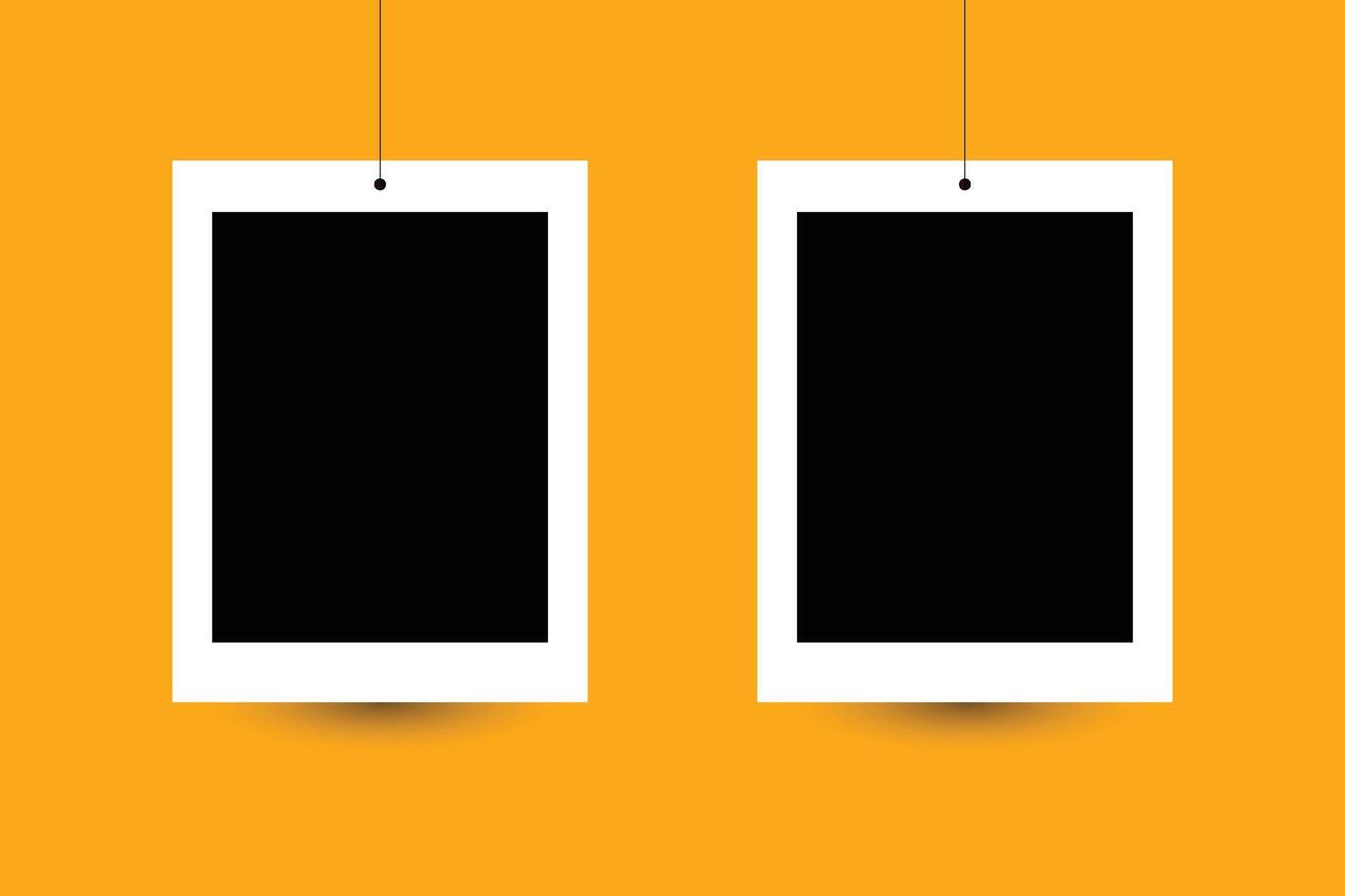 Two blank white frames hanging on a string vector
