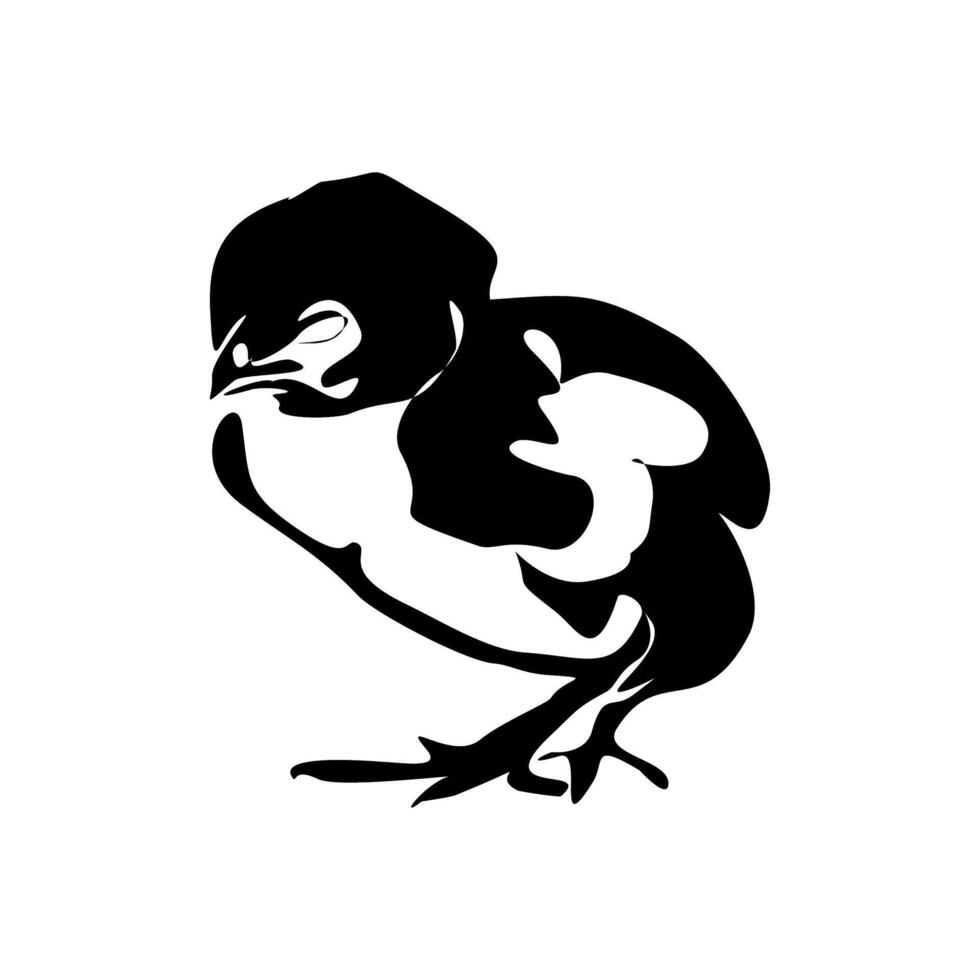 Black silhouette of the chick. Cute little chicken. illustration isolated on white background vector