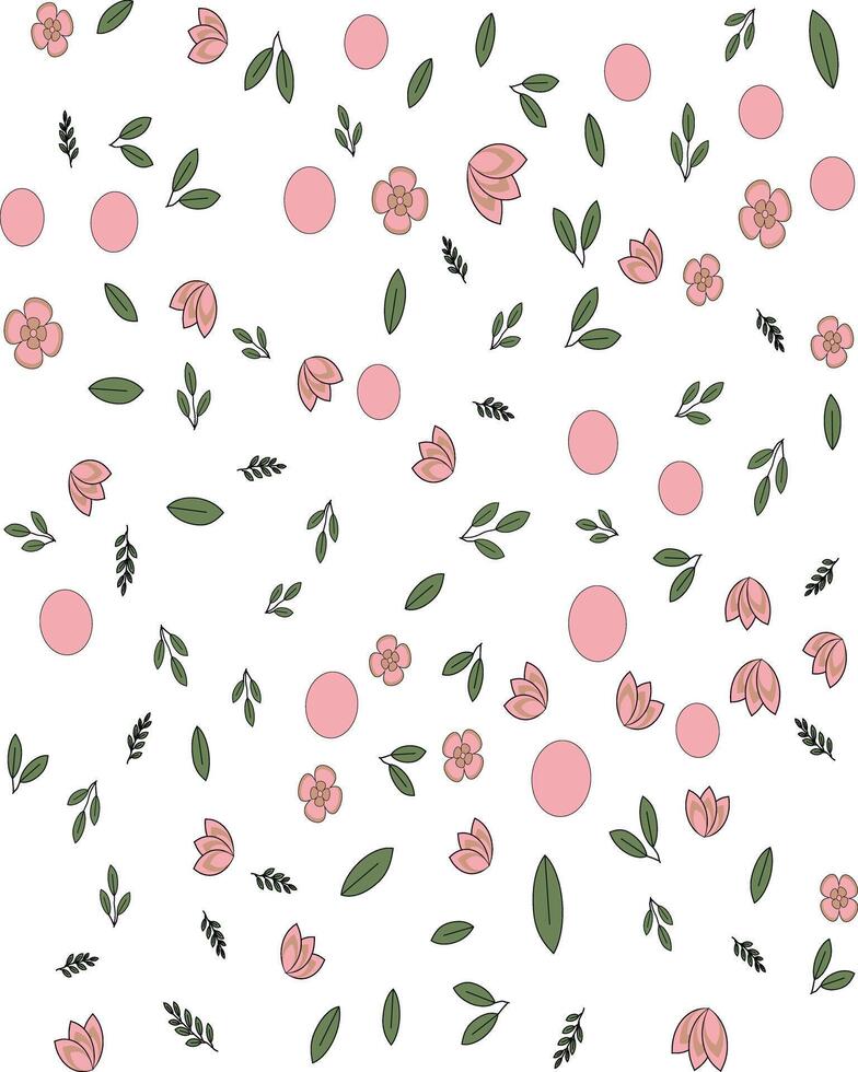 Abstract paatern with pink flowers and leaves vector