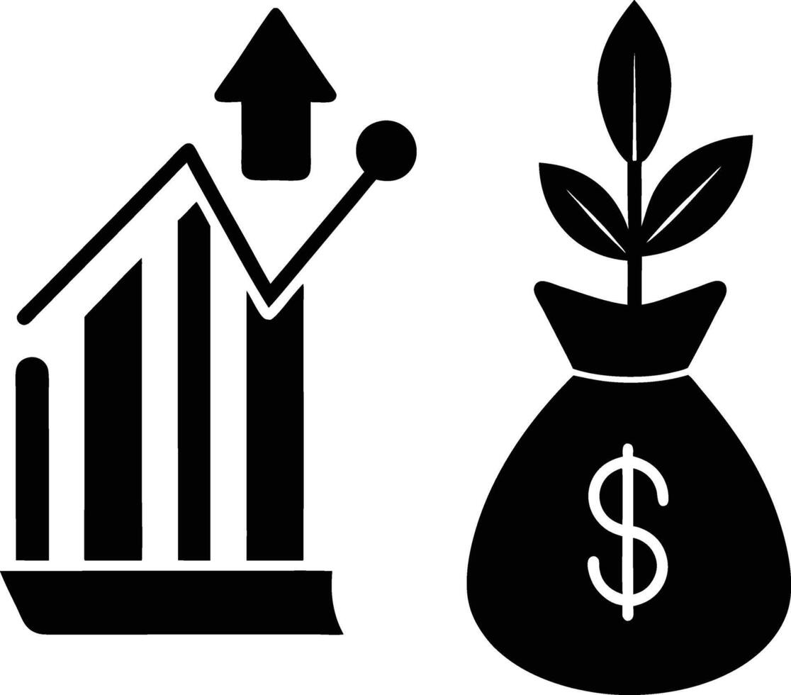 Graph arrow showing growth icon. Business success chart. Financial profit increase graphic. Upward trend black silhouette. vector