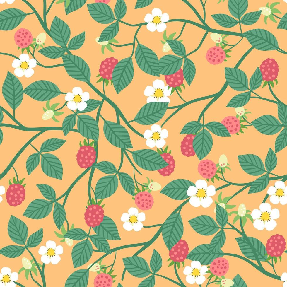 wild raspberry pattern vector