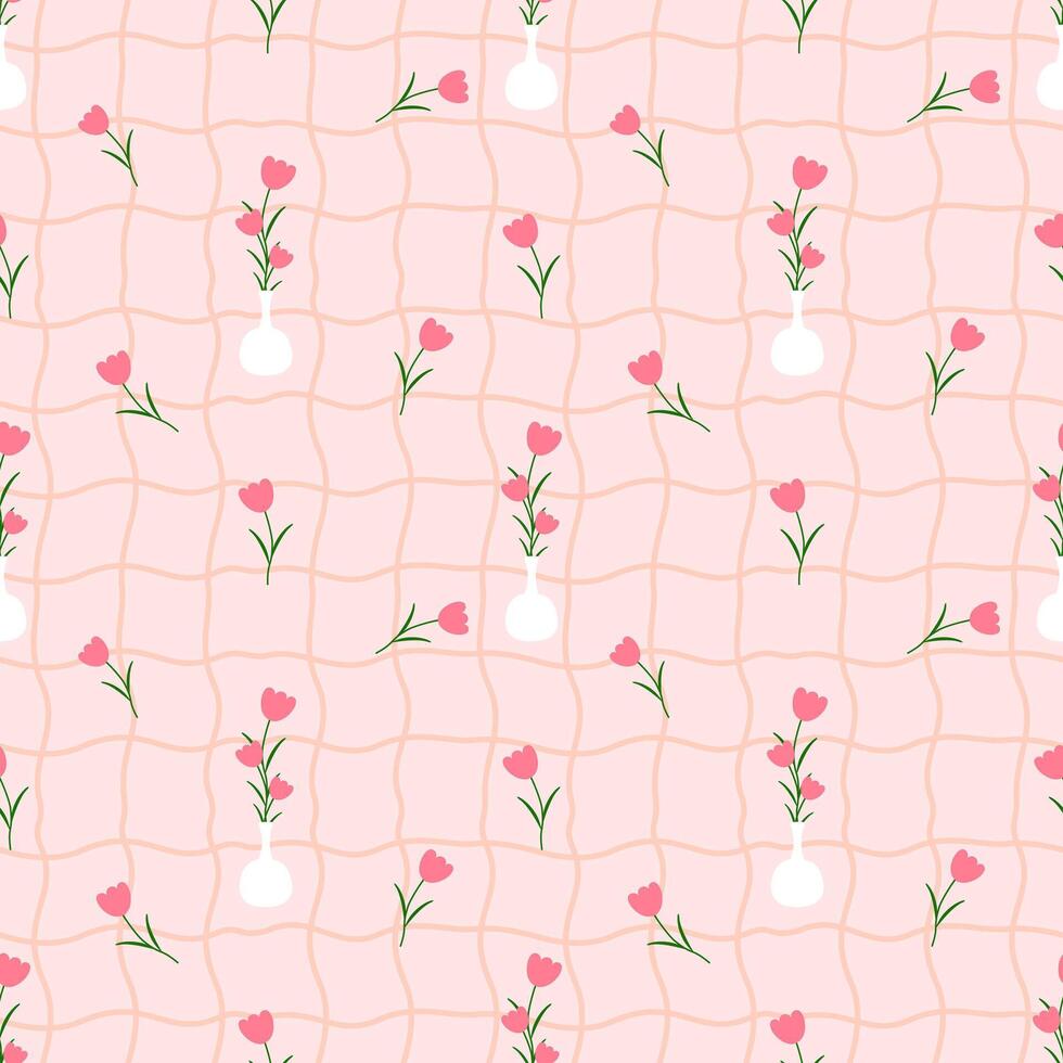 Pink flowers on pink background,fabric pattern, gift wrapping paper , seamless pattern vector
