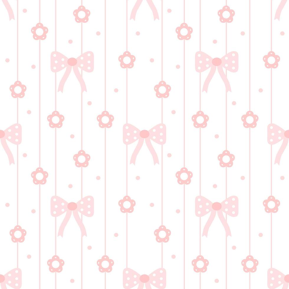 flowers bow, on white background, fabric pattern, gift wrapping paper , seamless pattern vector