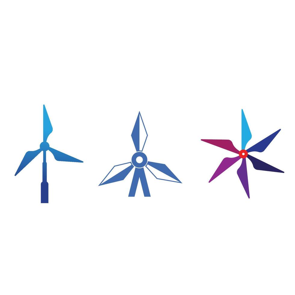 Wind turbine logos and symbol vector