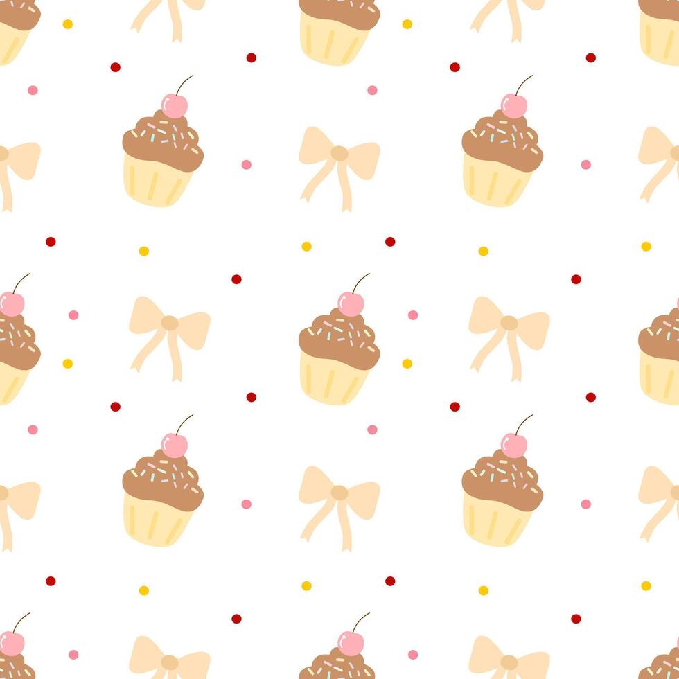 Bear , cupcake , Fabric pattern, gift wrapping paper, seamless pattern vector