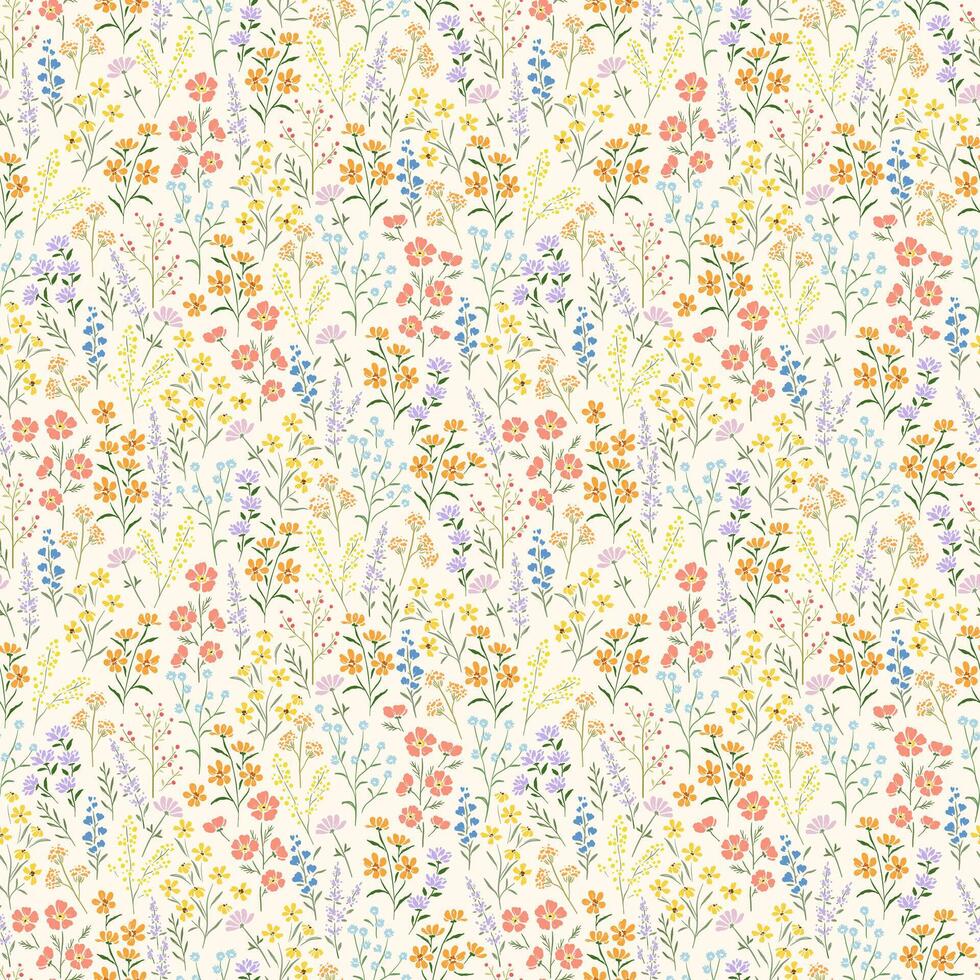 vintage wild flower pattern vector