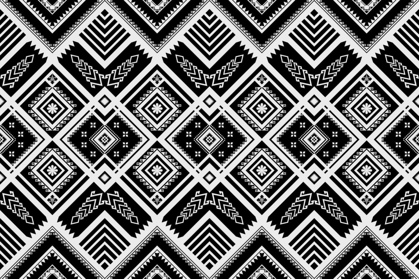 Native monochrome abstract Ethnic geometric black and white pattern. vector