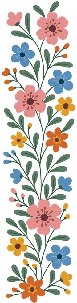 Vertical Border with Spring Flowers vector