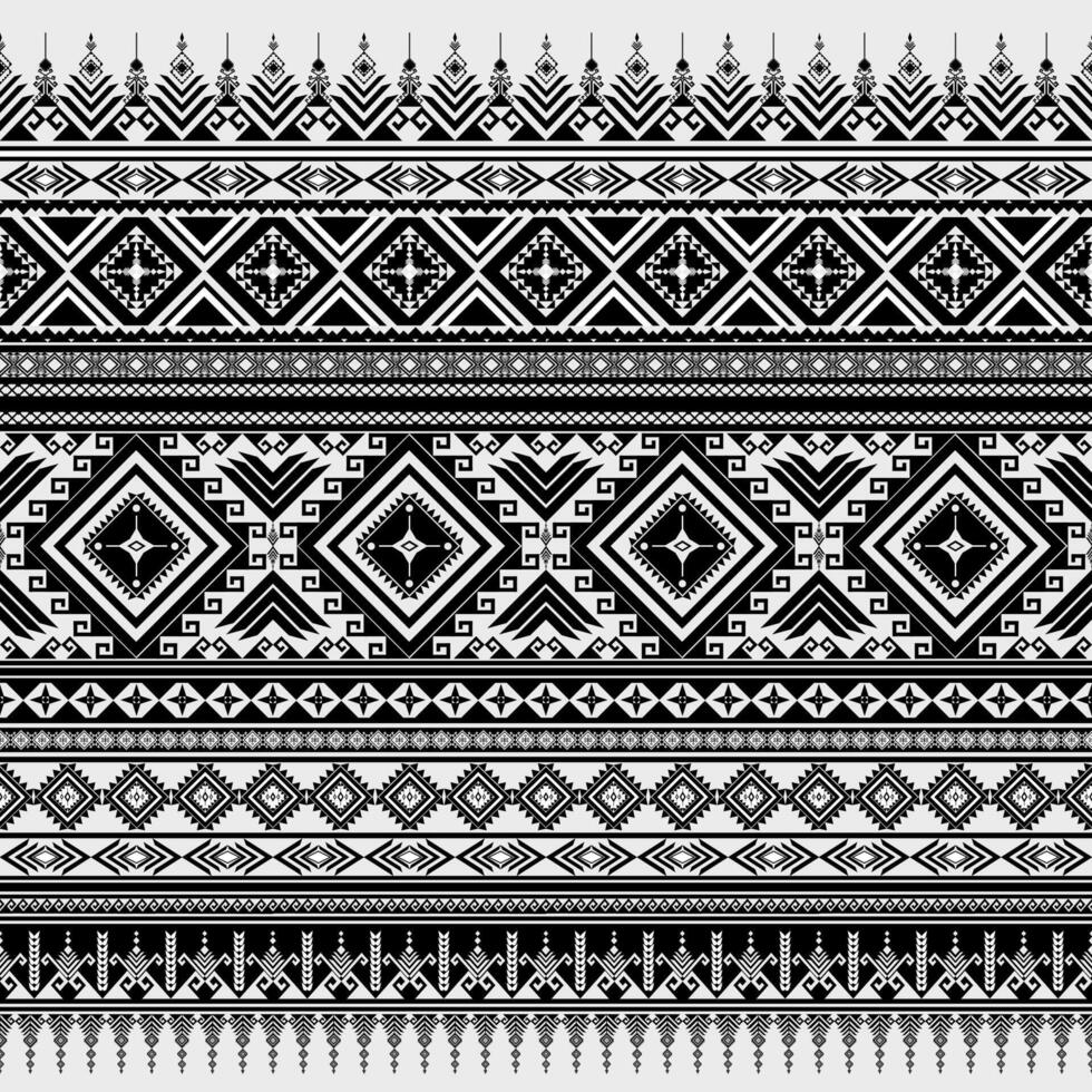 Native black and white geometric abstract Ethnic pattern vector