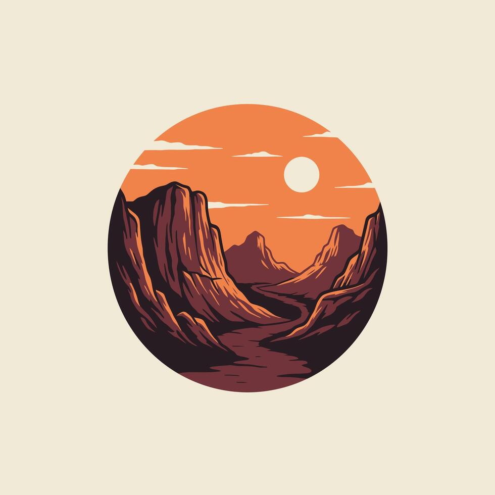 Logo design of a river within a range of mountains vector