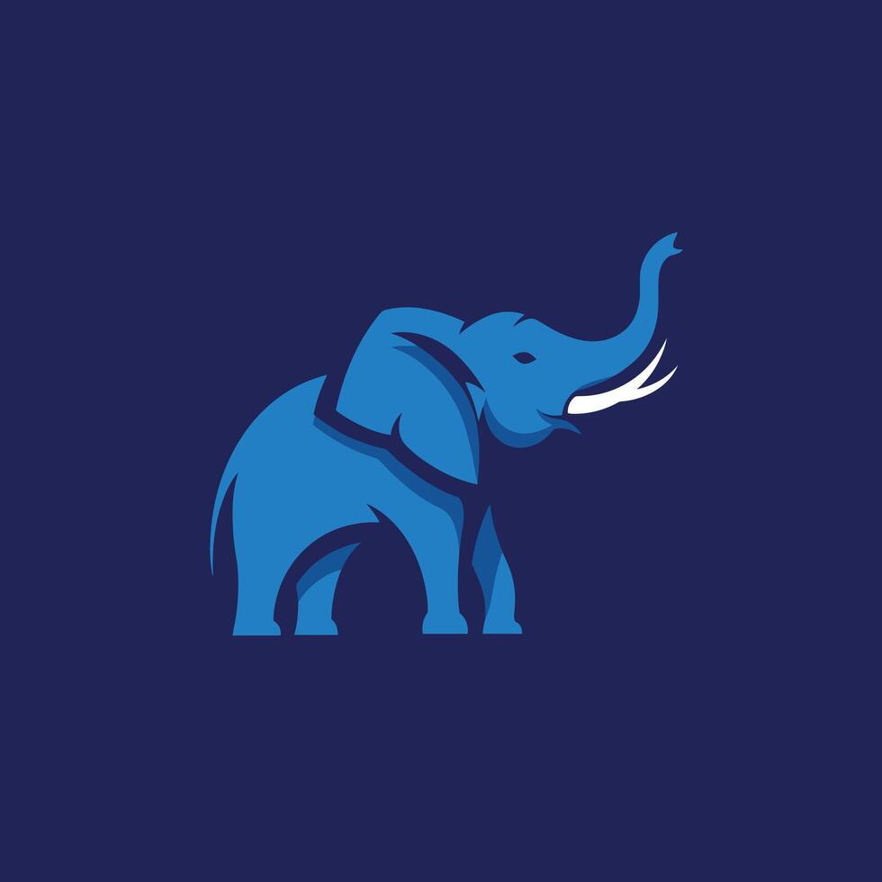 Blue elephant with white tusks logo design vector