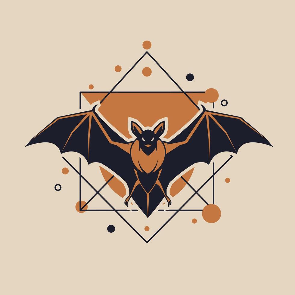 Black and brown bat logo design vector