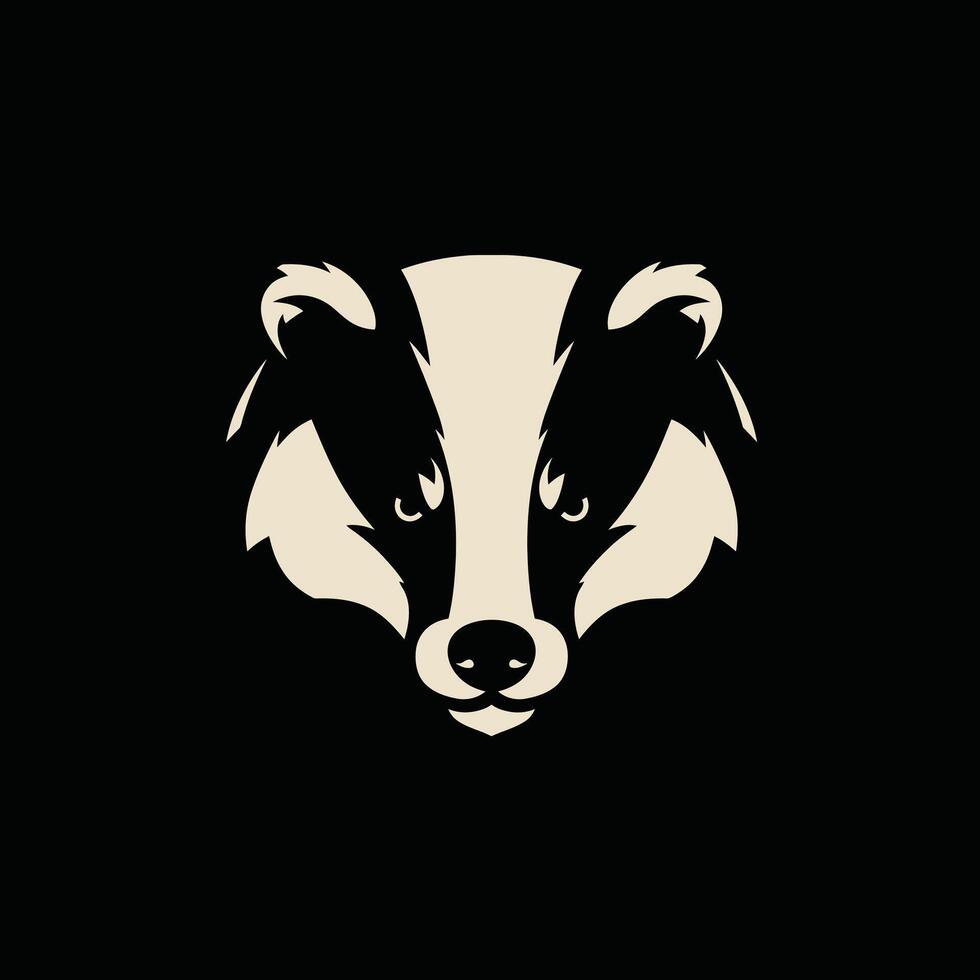 Badger head logo design on a black background vector