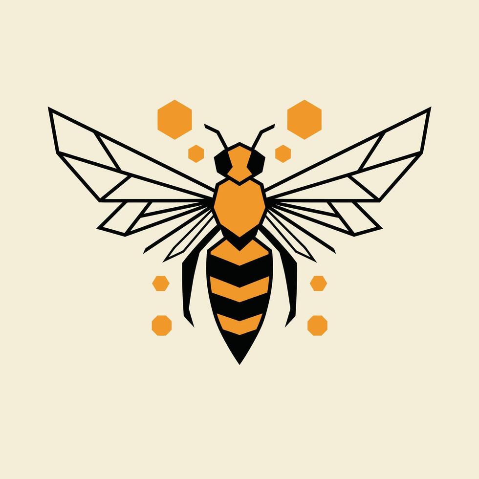 Bee with transparent wings logo design vector