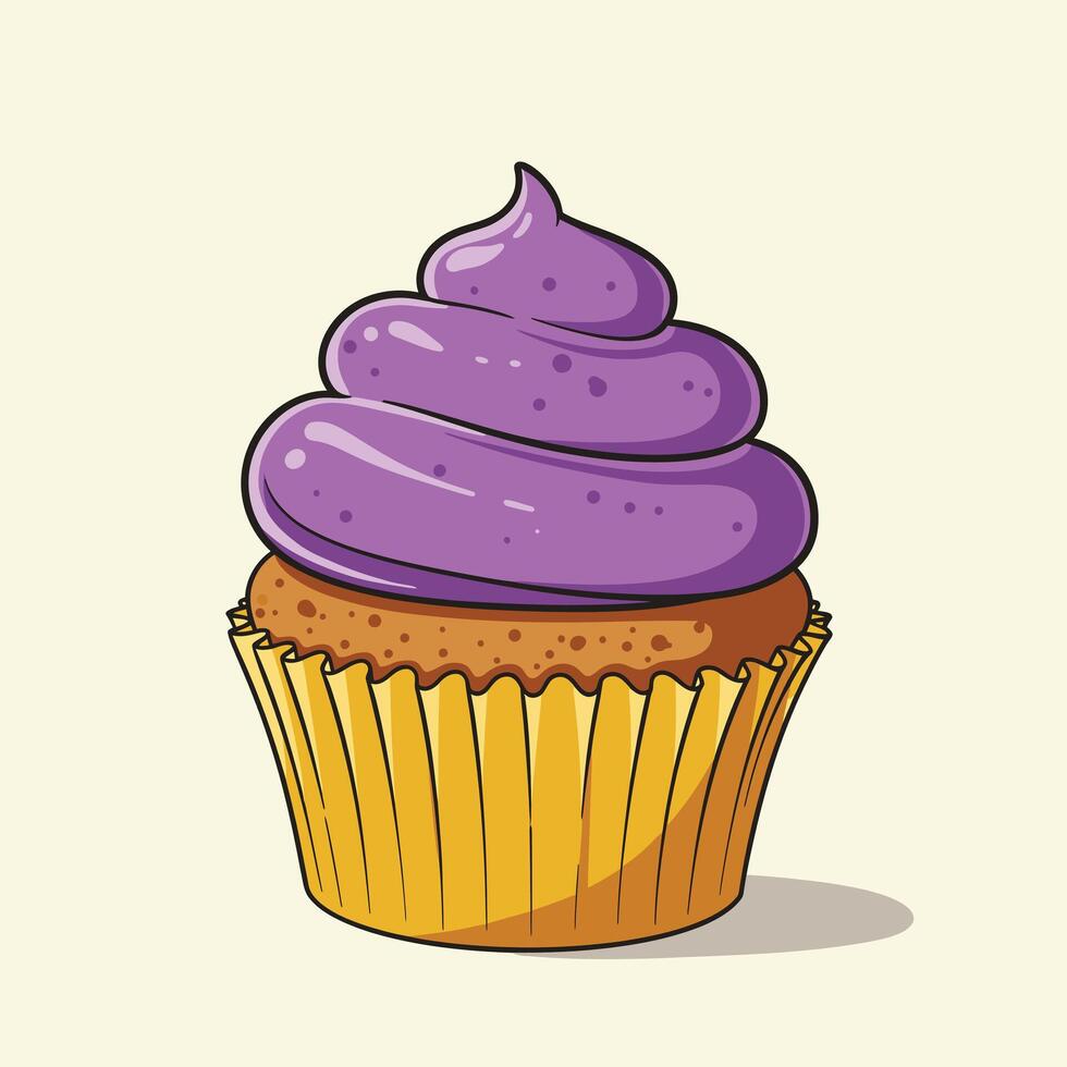 Cupcake with purple frosting logo design vector