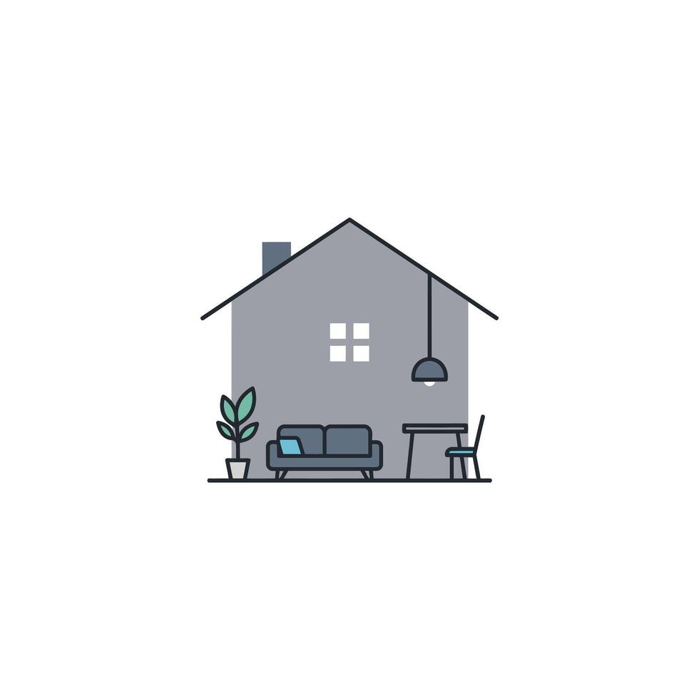 Living room of a house logo design vector
