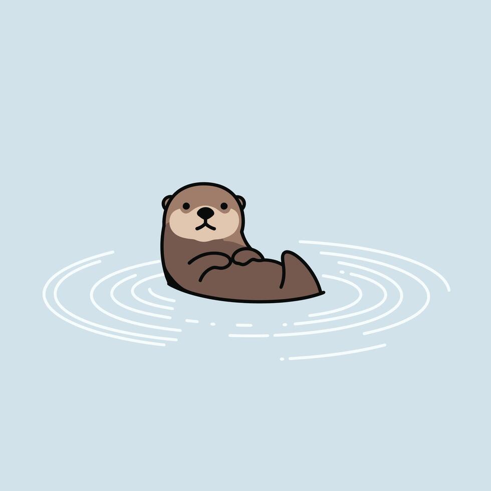 Otter floating in water with its head up logo design vector