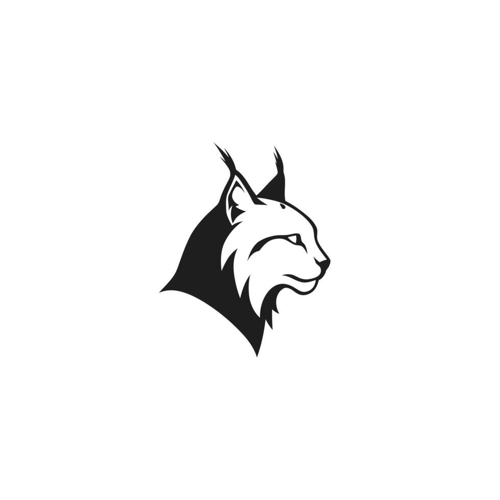Black and white logo design of a lynx head vector