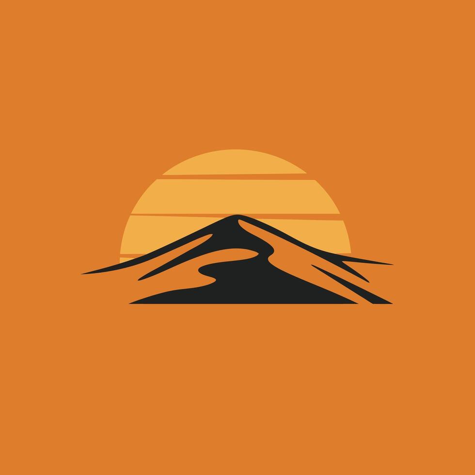 Mountain landscape with sunset logo design vector