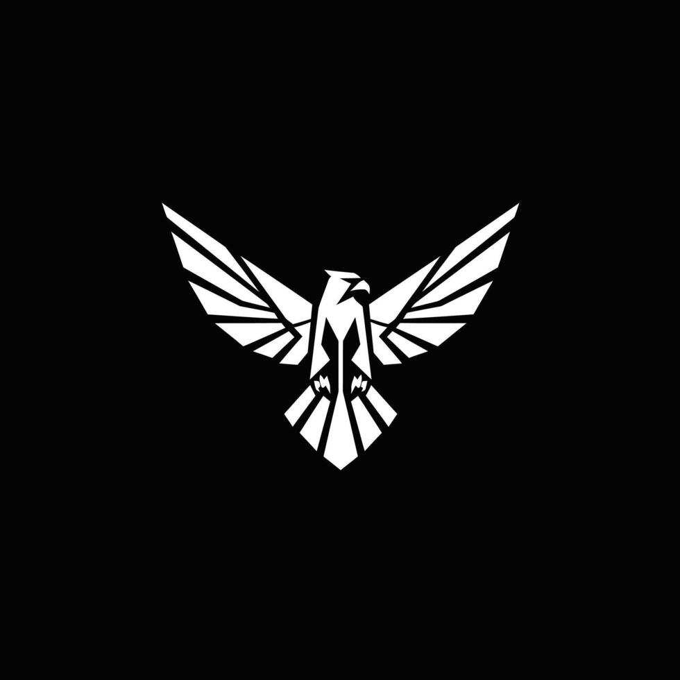 Eagle with wings spread out geometric logo design vector