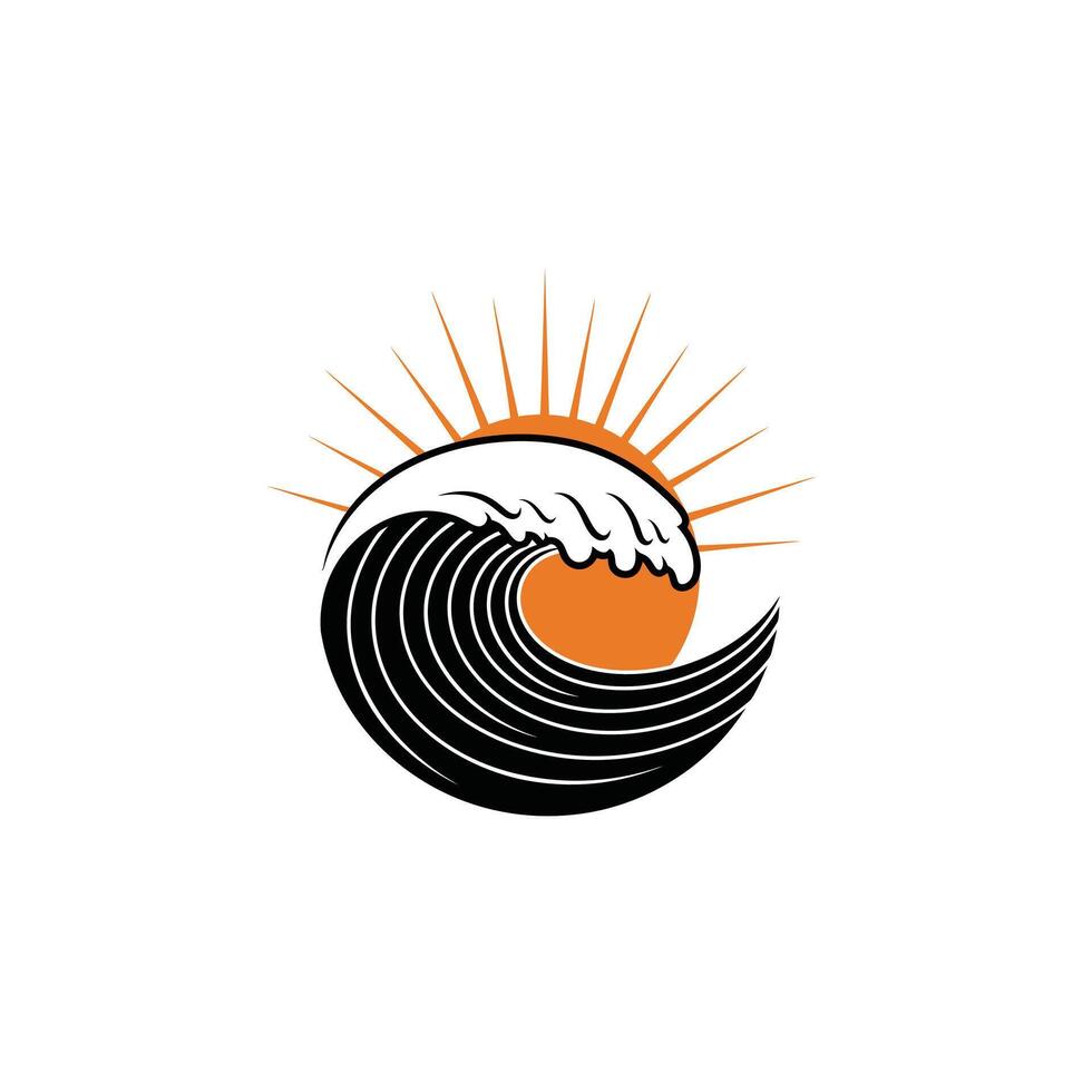 Sun and a wave logo design vector