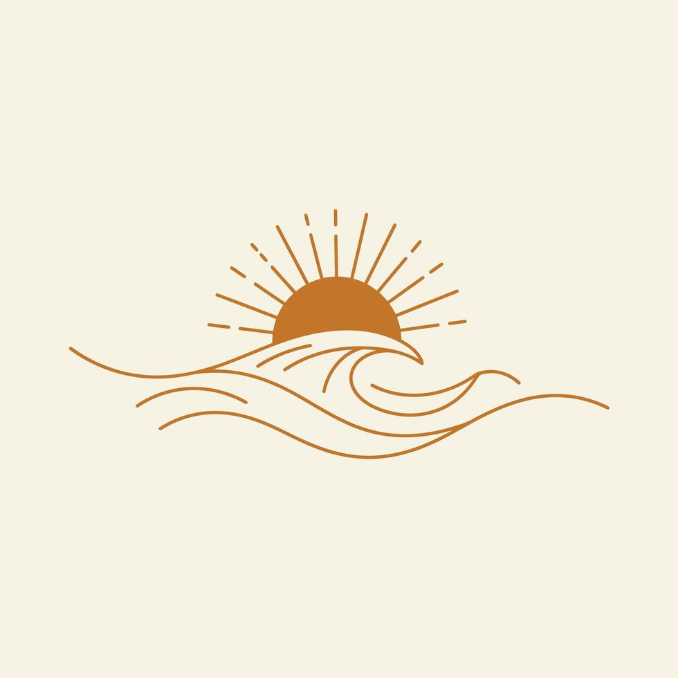Logo design of the sun rising over the ocean vector