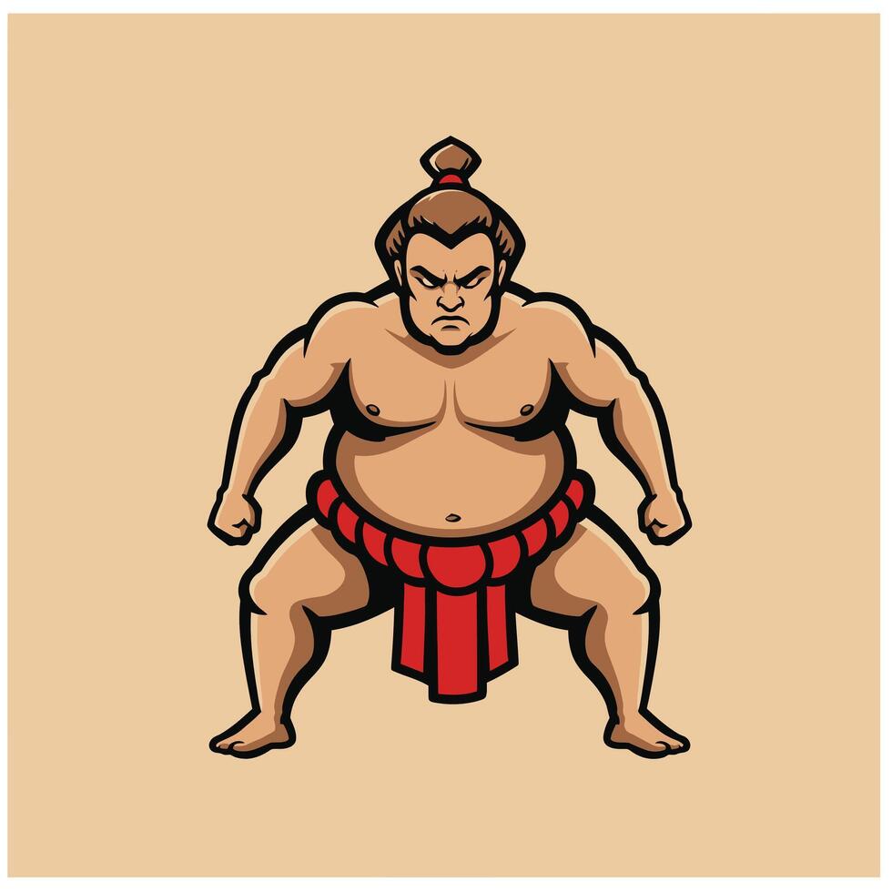 Sumo wrestler logo design on a brown background vector
