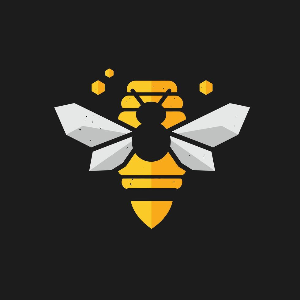 Bee logo design in yellow, black and white vector