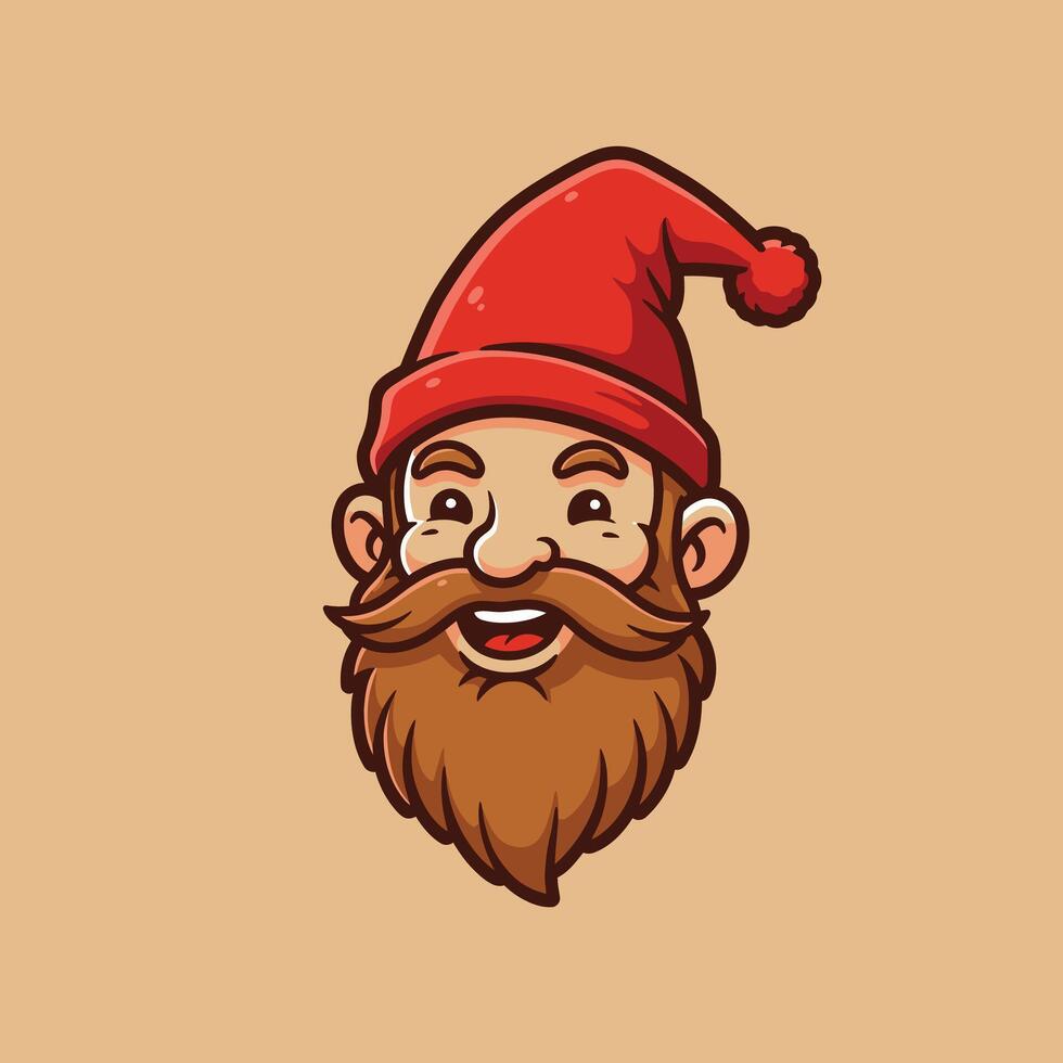 Cartoon man with a brown beard and a red hat logo design vector
