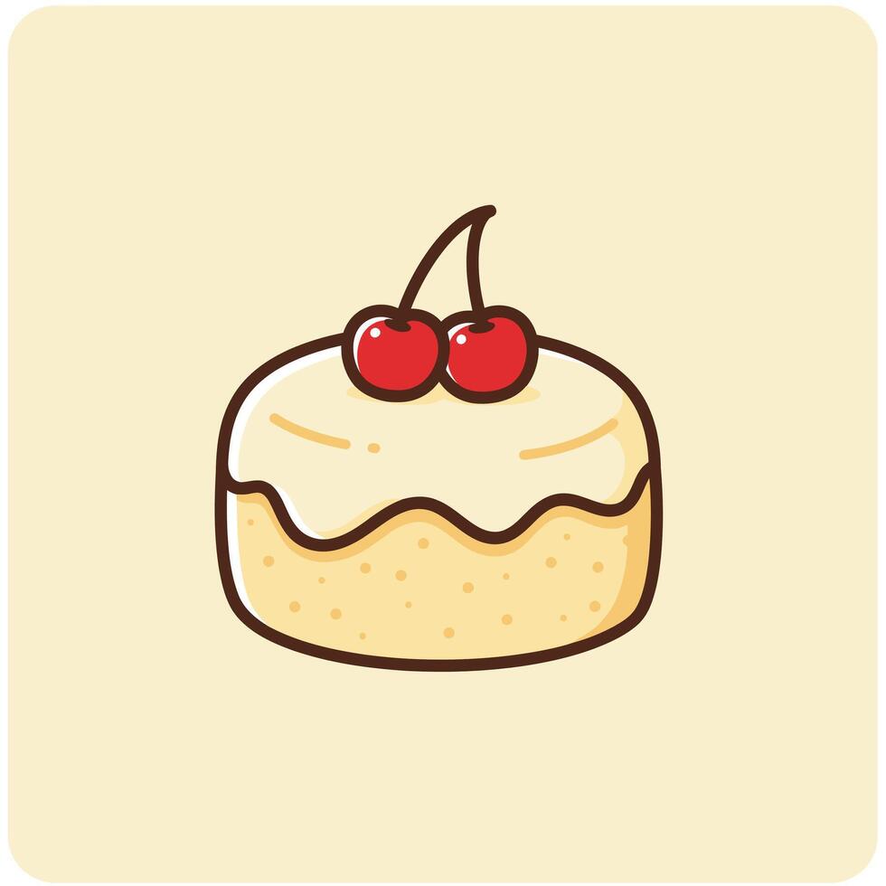 Cake with a cherries on top logo design vector