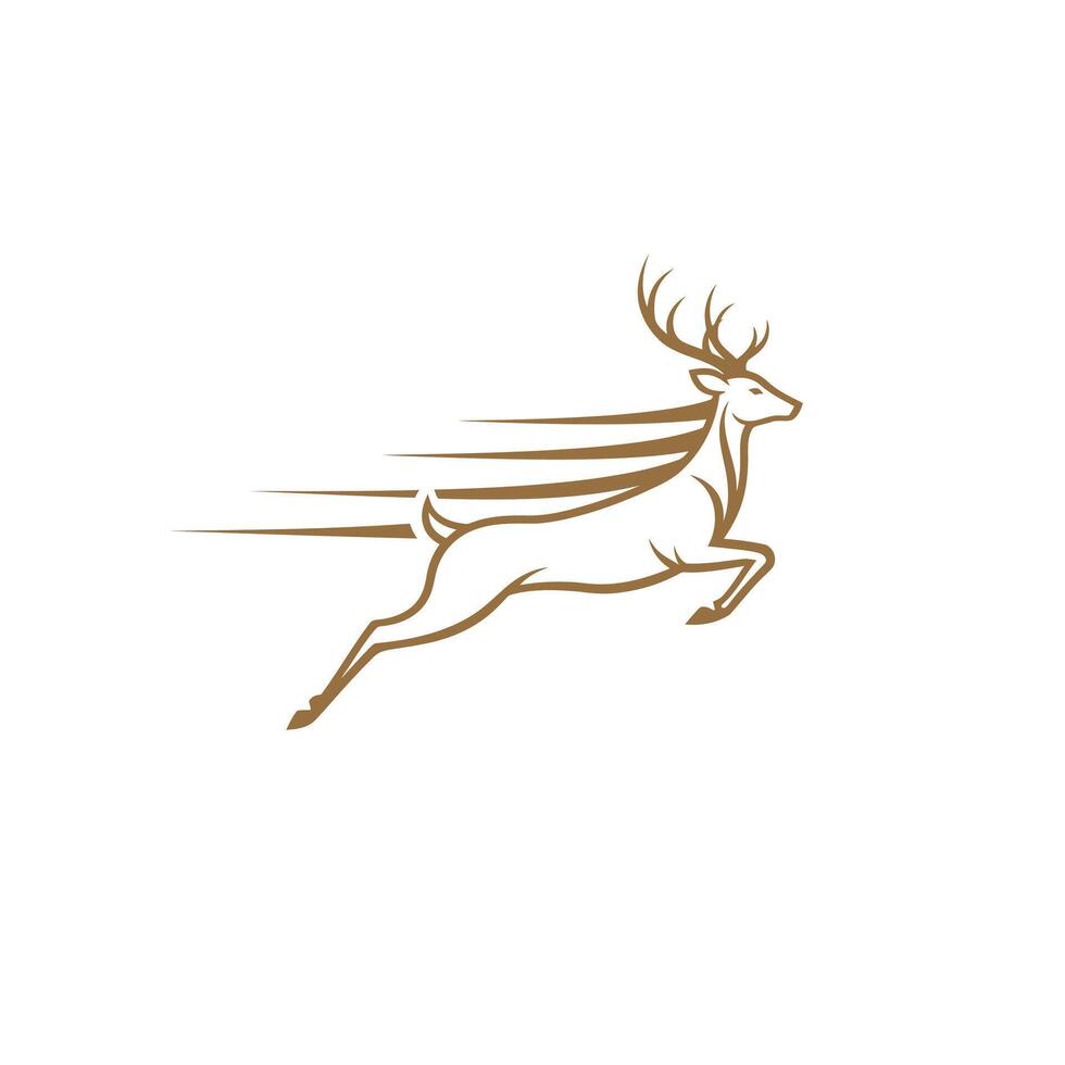 Deer running fast logo design vector