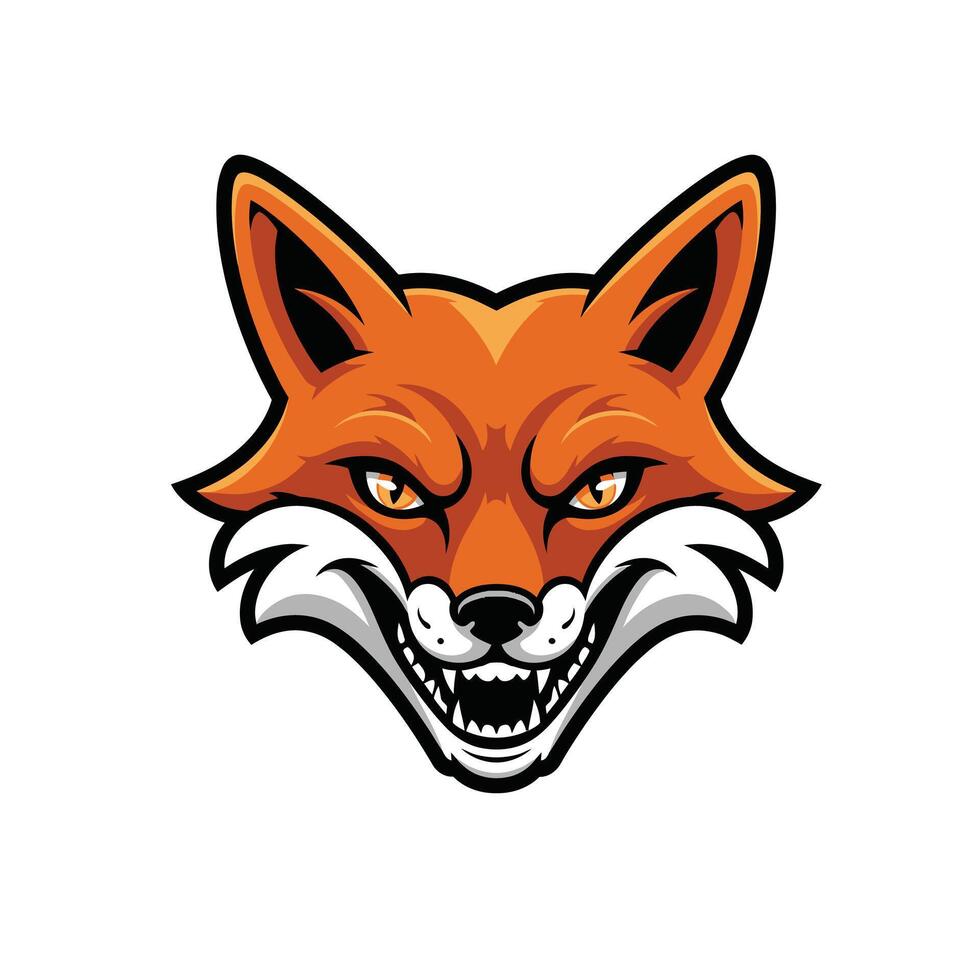 Orange and white fox head with a big mouth logo design vector