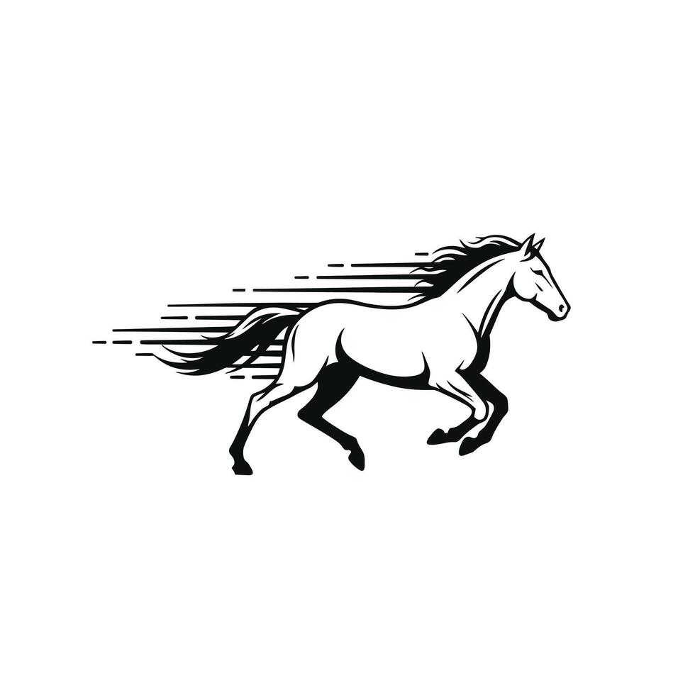 Horse running fast logo design vector