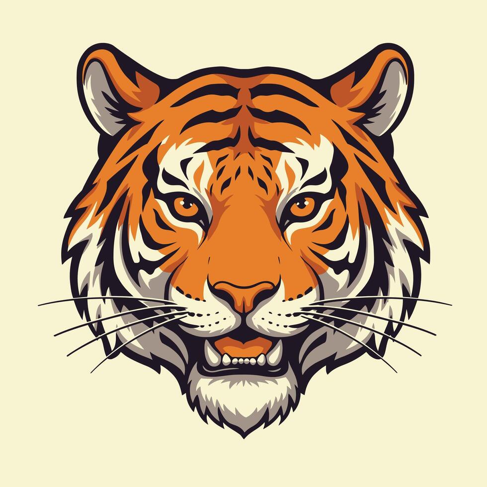 Tiger head logo design on a light background vector